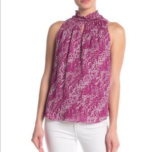 Ramy Brook Kyrie Croc Print Keyhole Blouse